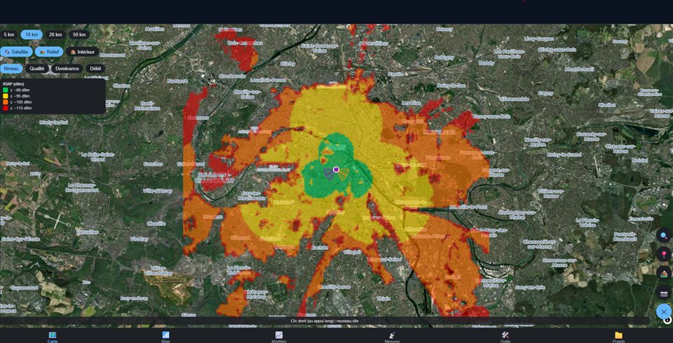 Aperçu de l'interface GSM Coverage Planner Web