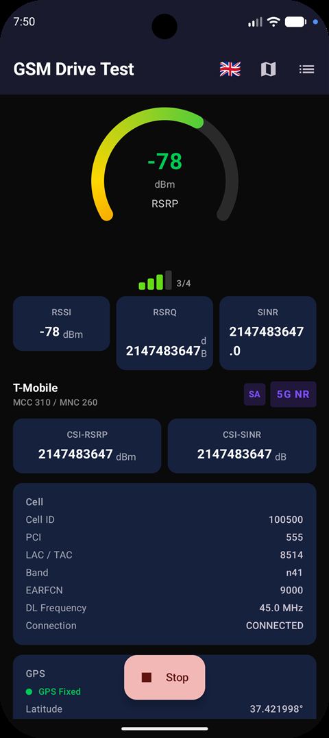 Screenshot 1 von GSM Drive Test